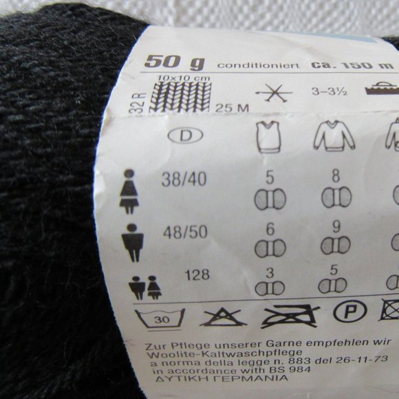 10 Skeins Stahl Wolle - Sport, Black, 50 Gm ea, Wool Blend - Picture 3 of 4